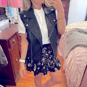 Faux Leather Vest with Silver Accents